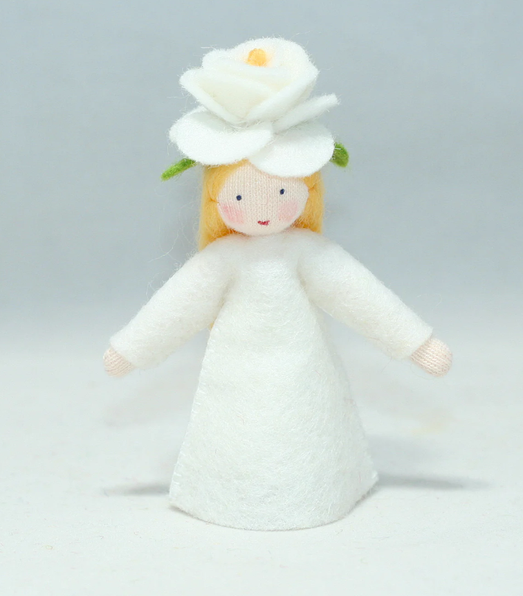White Rose Fairy Felt Doll, Fair Skin White Rose Fairy Felt Doll, Fair Skin